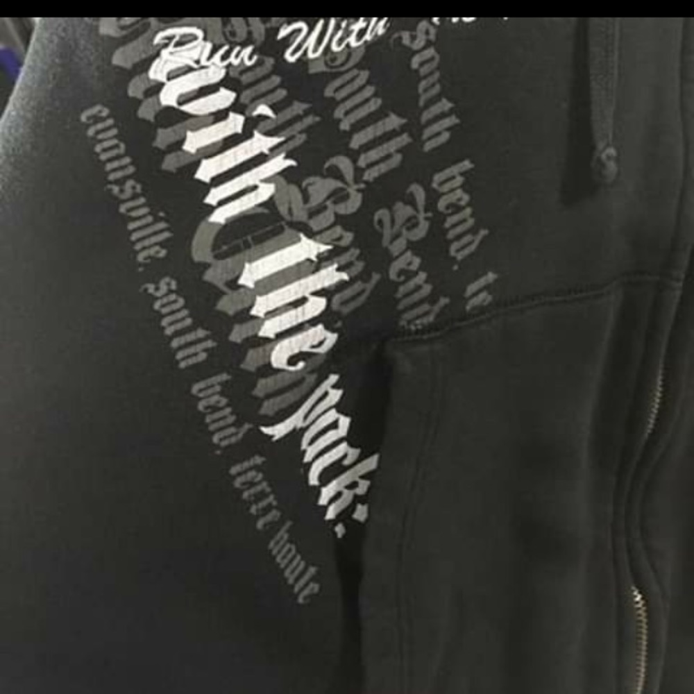 Run With The Pack Wolf Full ZIP Up Hoodie Large - Picture 3 of 4